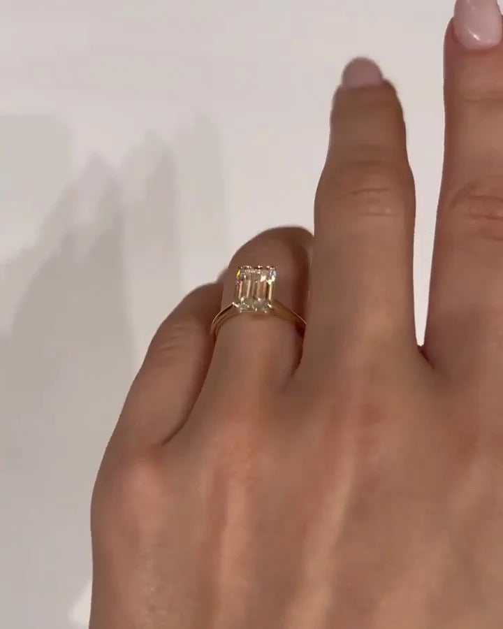 Violet – 2.5ct Emerald Cut Moissanite Ring