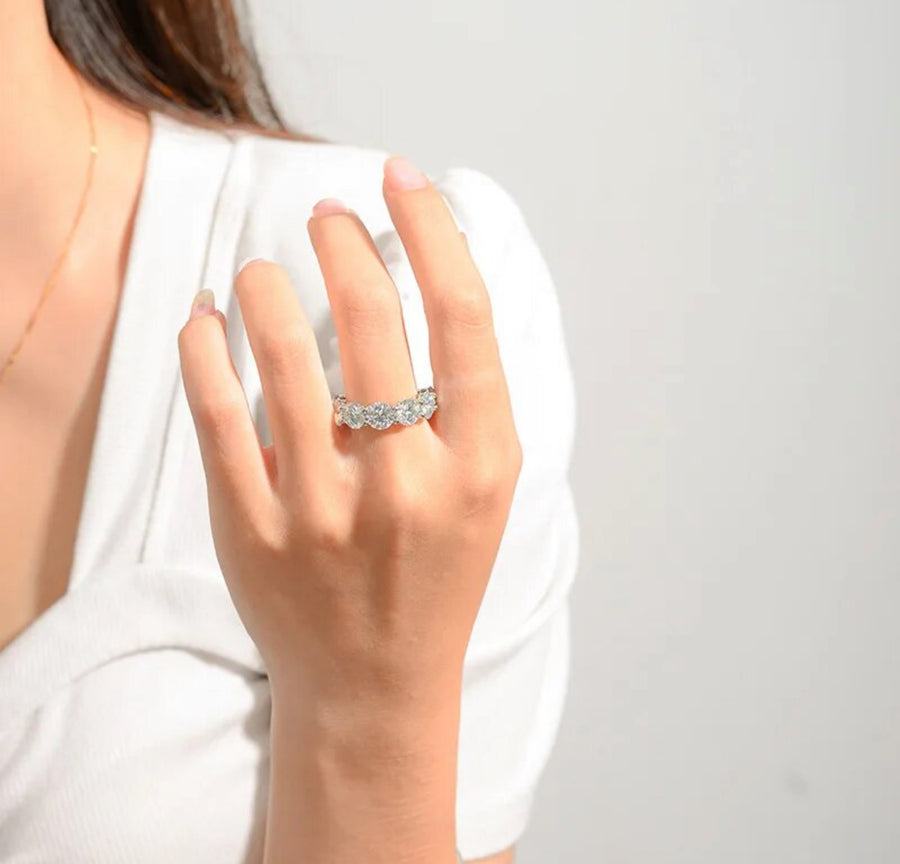 7ct Moissanite ring worn on hand – bold and elegant statement piece