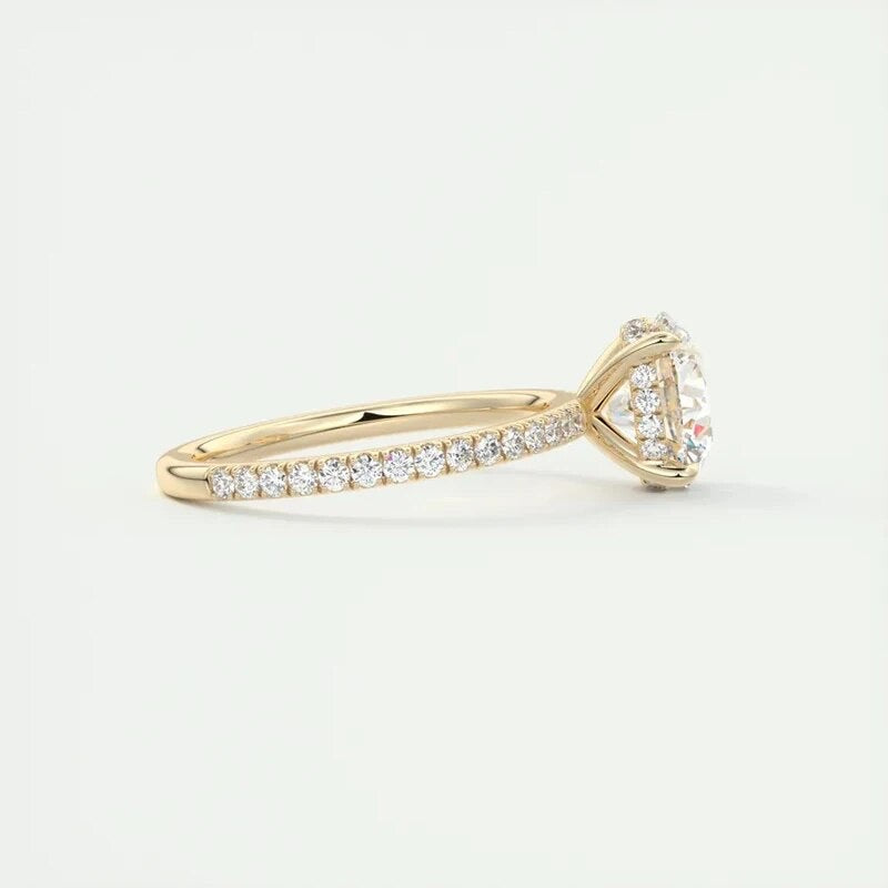 Aurora – 2ct Moissanite Solitaire Ring with Hidden Halo