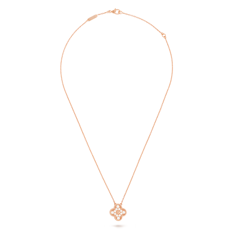 Rose gold necklace with a pendant on a transparent background