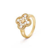 Gold ring with diamond accents on a transparent background