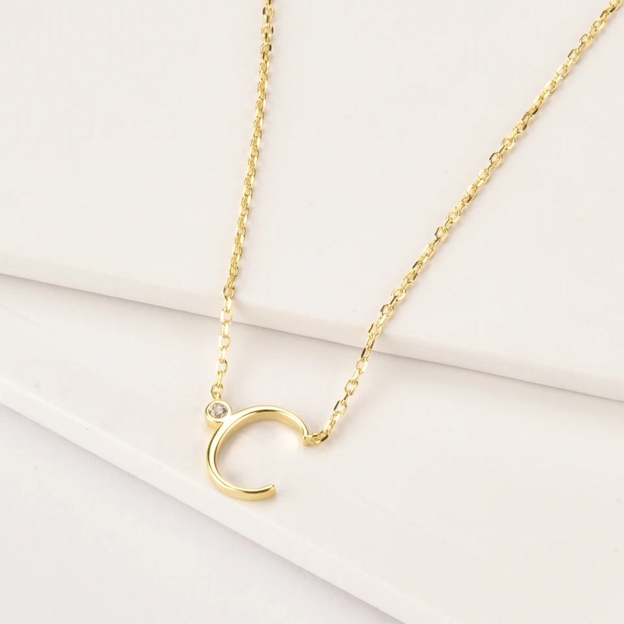 Large Letter Necklace – Custom Initial Pendant with Moissanite