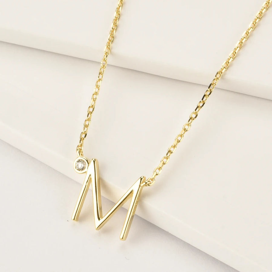 Large Letter Necklace – Custom Initial Pendant with Moissanite