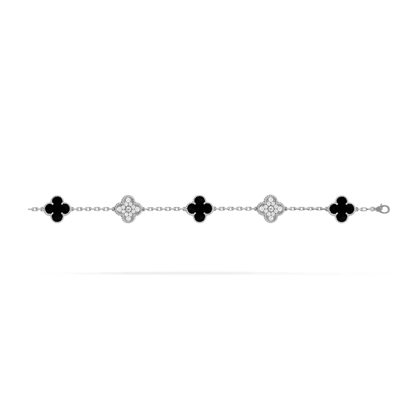 Clover Bracelet – Moissanite and Onyx