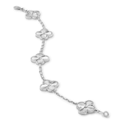 Silver floral bracelet on a white background