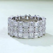 Baguette Statement Ring – angled front view showing full three-row design