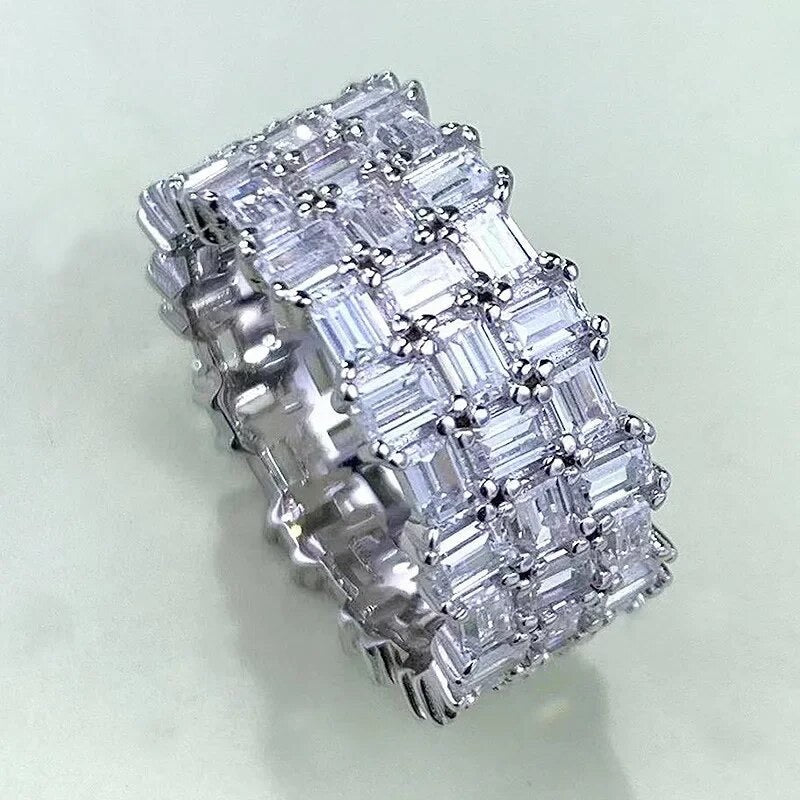 Side profile of Baguette Statement Ring showing baguette cut detail and band thickness