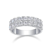 Digital render of Double Row Moissanite ring in silver – angled front view