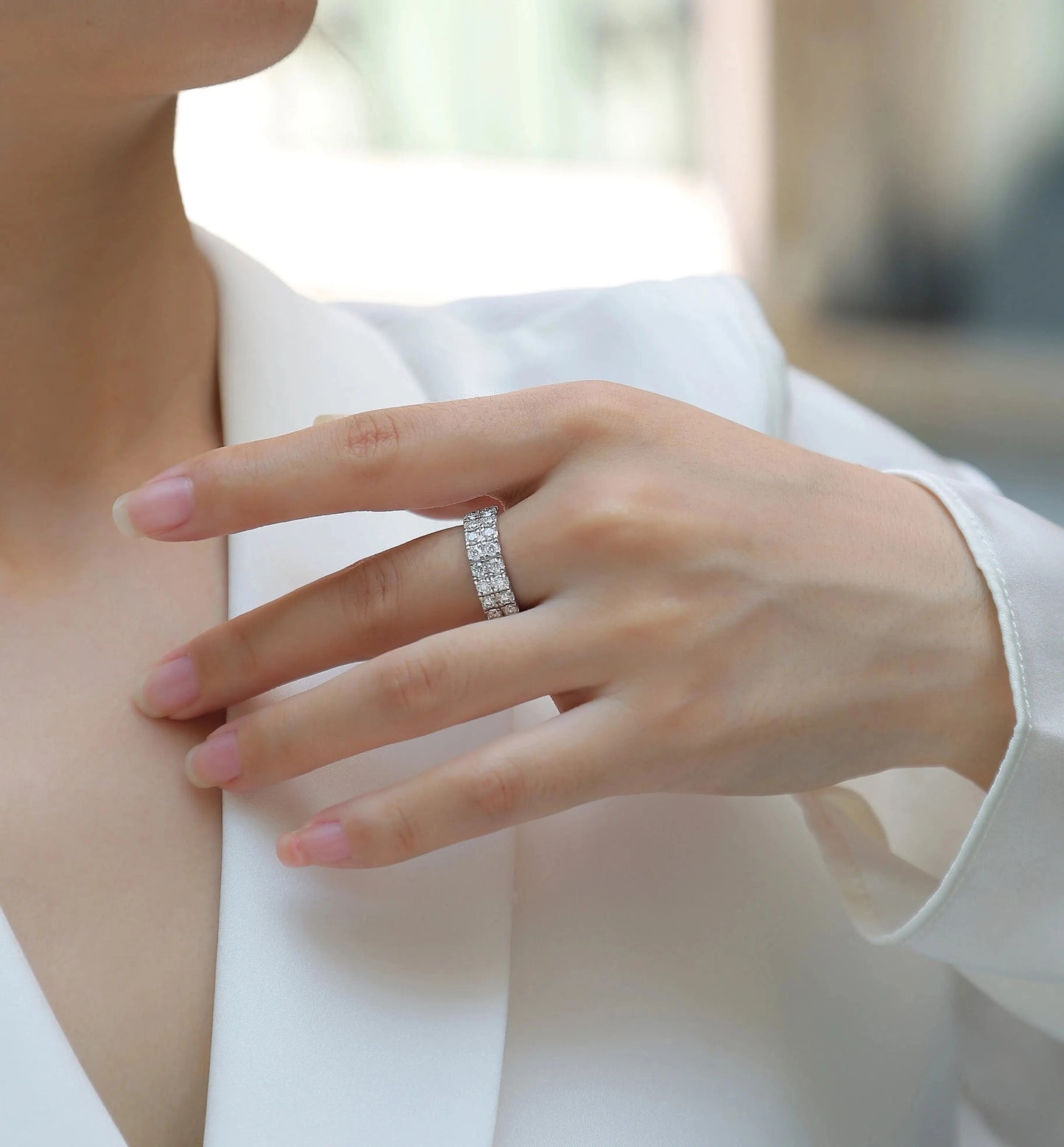 Ring worn on hand – detailed sparkle and fit
