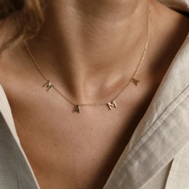 Mama Letter Necklace – 9K Gold Personalised Pendant