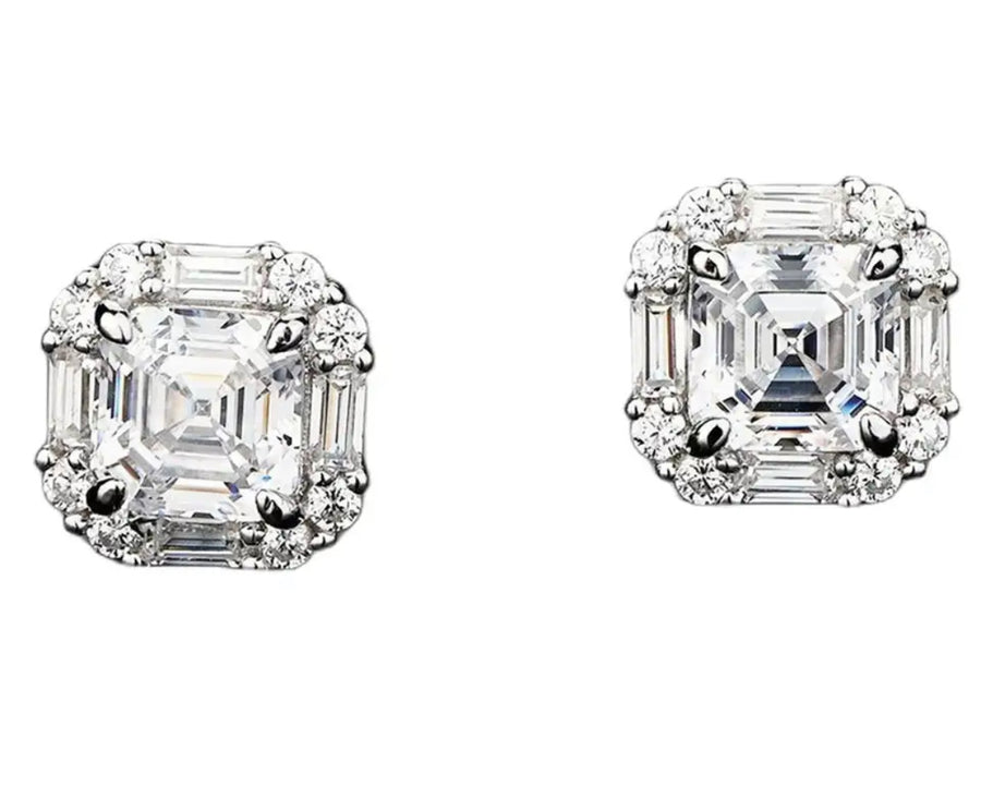 Asscher cut Moissanite earrings