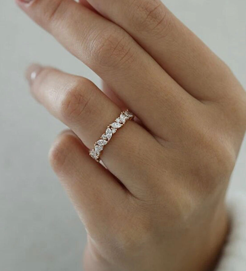 Jackie ring worn on hand showing full eternity design