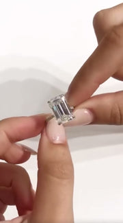 Sage – 8ct Emerald Cut Moissanite Ring with Pave Band