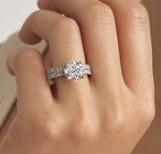 Model wearing the Armani ring set, showing sparkle and fit