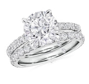 Side angle of the pavé bridal set highlighting stone detail