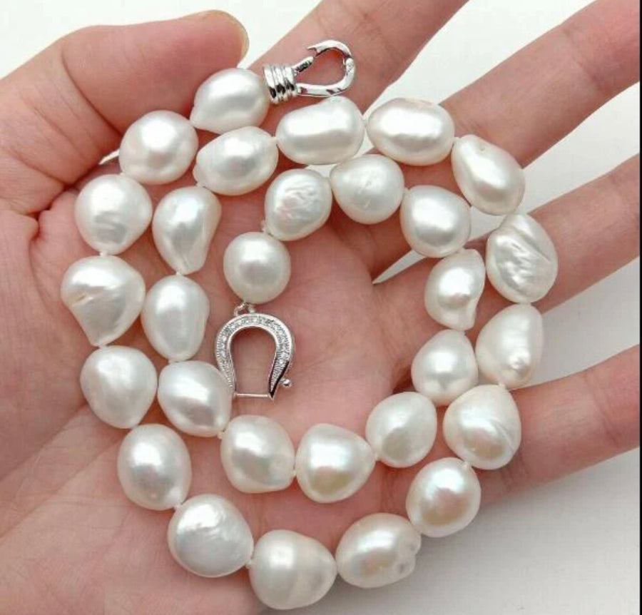 Coiled Baroque Pearl strand showcasing unique pearl shapes