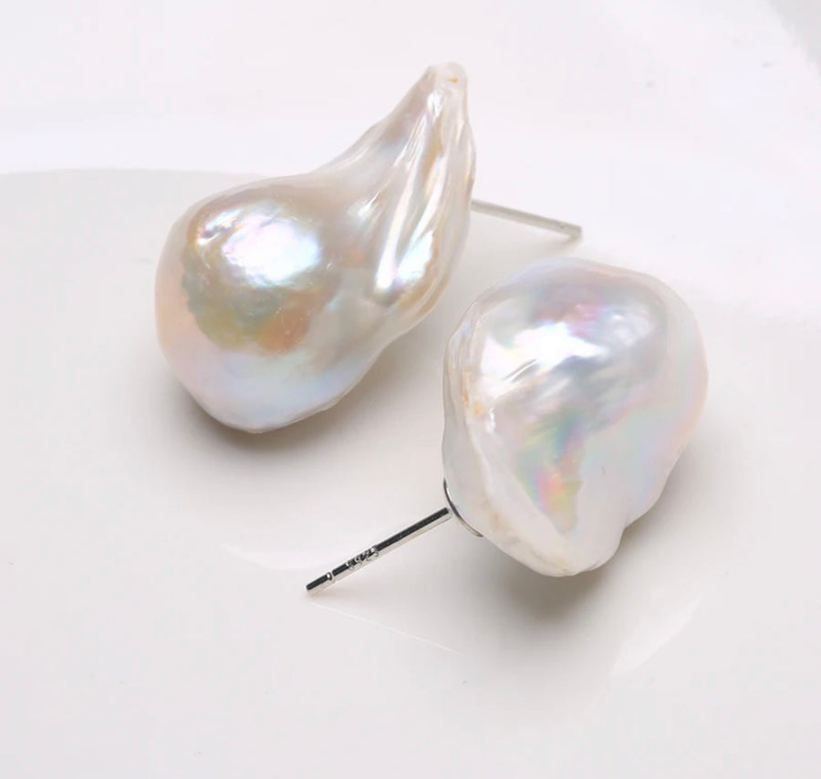 Large baroque pearl earrings