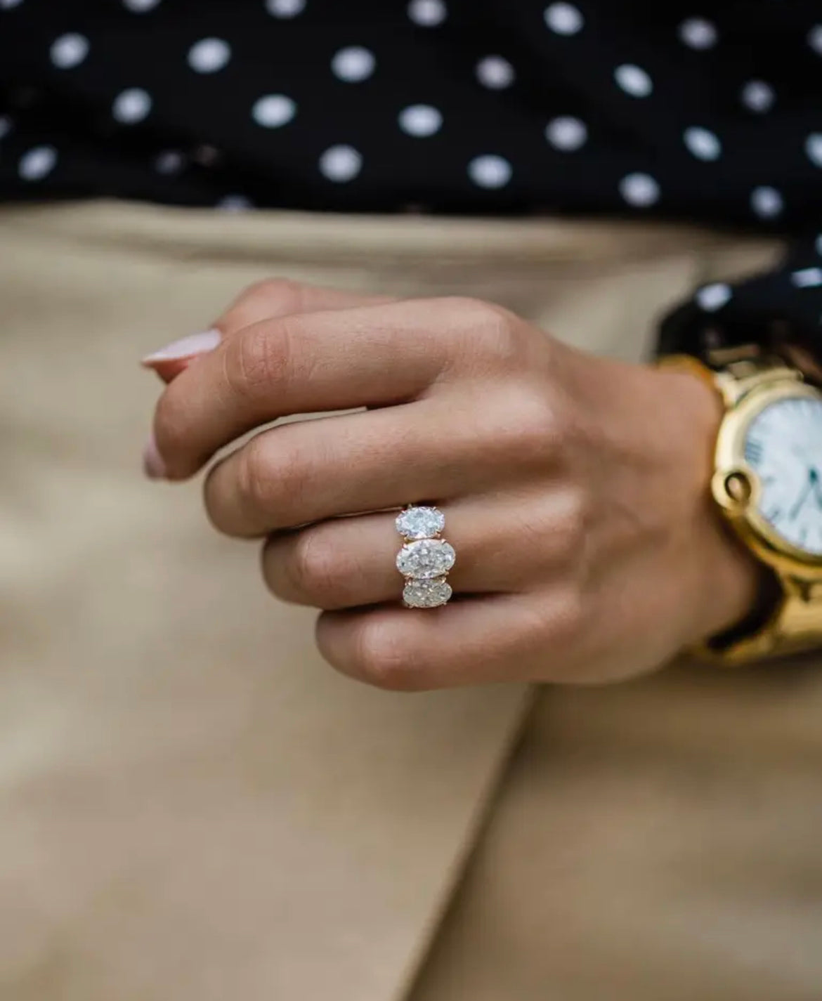 Willow – Three-Stone Oval Moissanite Ring