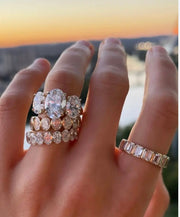 Willow – Three-Stone Oval Moissanite Ring