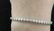 2mm Round Bezel Moissanite Tennis Bracelet – 9K Gold & Silver