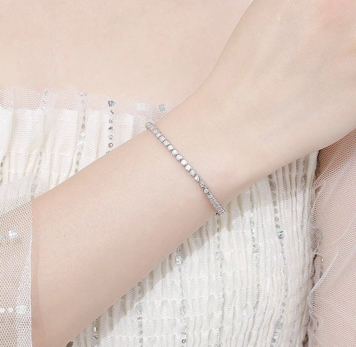 2mm round bezel tennis bracelet