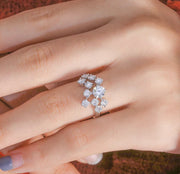 Model wearing the Isla Moissanite ring on ring finger