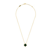 Mini Clover Pendant necklace with green clover charm and gold chain on white background