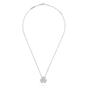 Silver necklace with a pendant on a white background