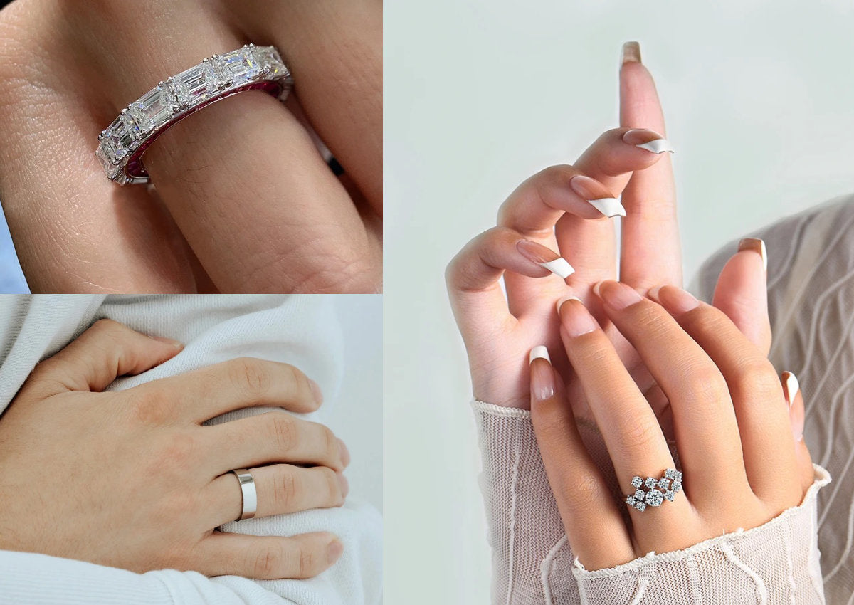 Collage of rings on different parts of the body.