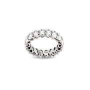Side view of Nora ring featuring continuous oval-cut moissanite stones in full eternity style