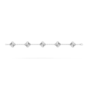 Silver bracelet with star-shaped charms on a white background