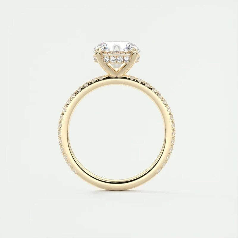 Top view of Aurora 2ct solitaire ring in gold finish