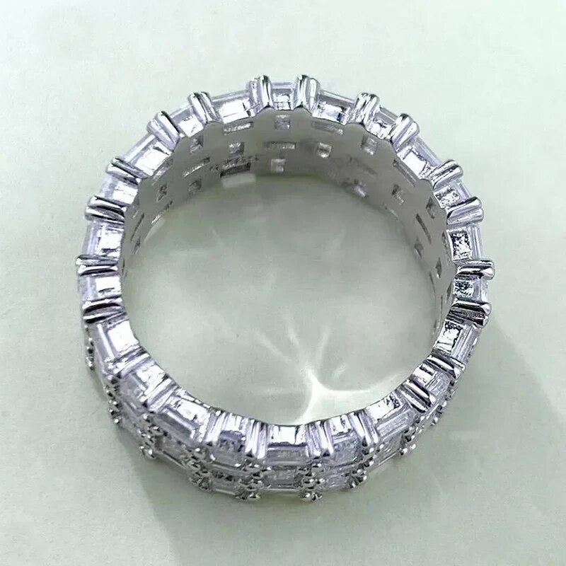 Top-down view of Baguette Statement Ring – full circular silhouette and stone layout