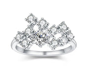 Bubbles Moissanite ring in silver – cluster of pavé-set stones front view