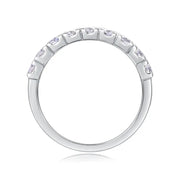Side profile of Double Row Moissanite ring showing band thickness