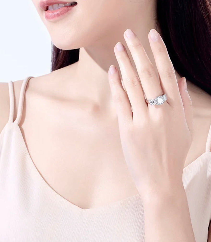Trio aqua Moissanite 5ct solitaire