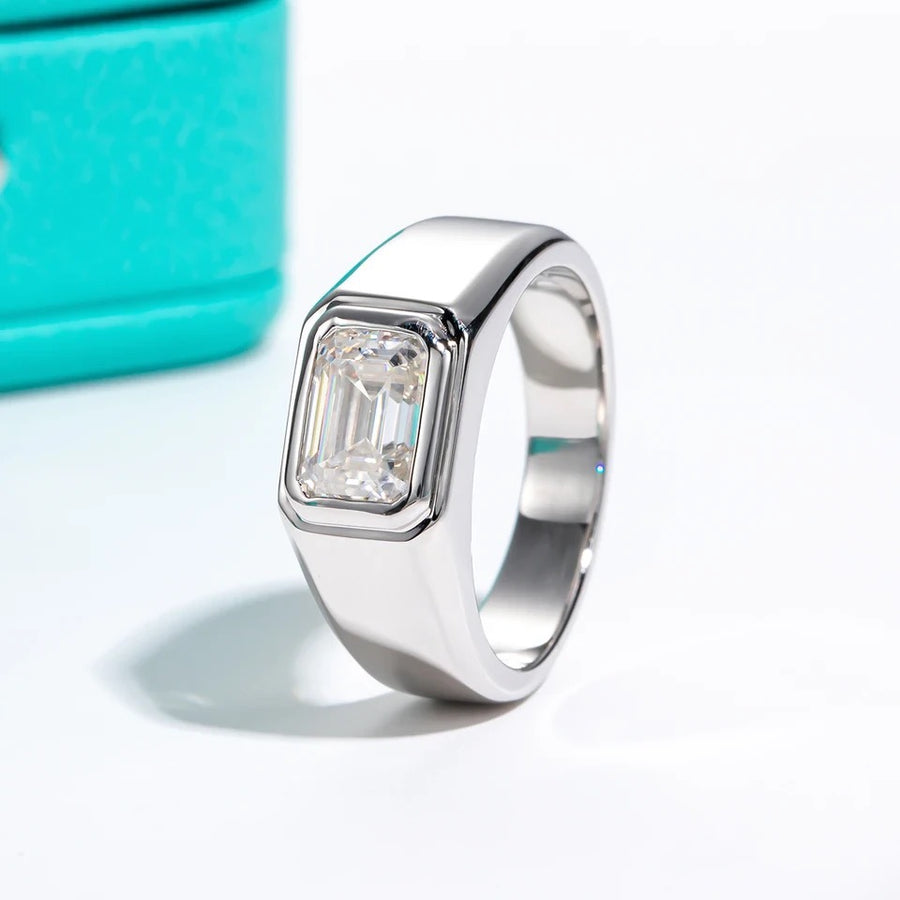 2ct emerald cut mens Moissanite ring