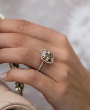 Side view of Barcelona ring showing sparkle and setting detail