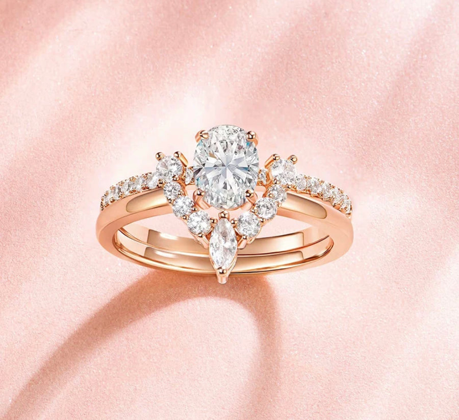 Eleanor bridal set photographed on pink velvet