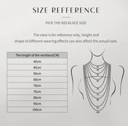 Length reference chart for necklace placement